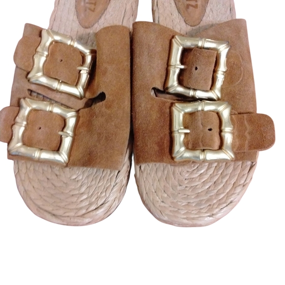 Schutz Enola Rope Flat Sandals Double Straps Honey Brown Sandals size 9.5 B - Picture 3 of 10